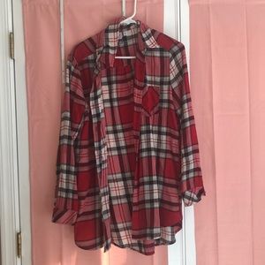 Red black and white plaid flannel
